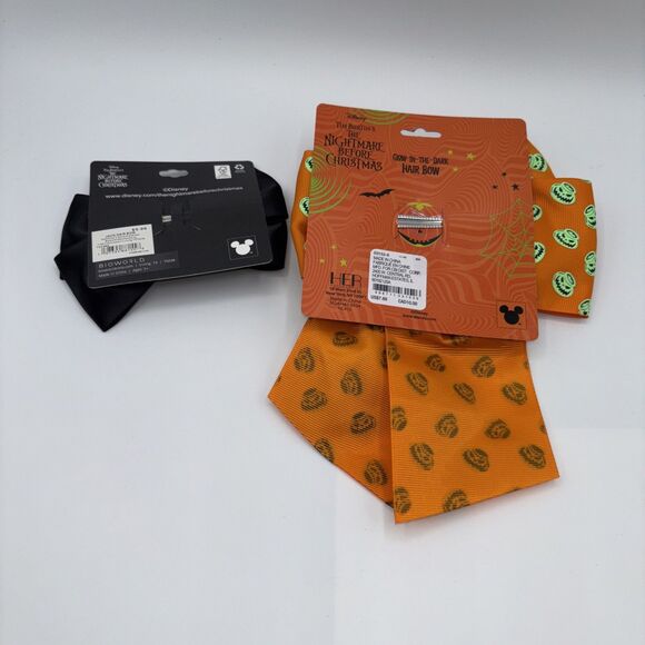 Lot of 2 The Nightmare Before Christmas Girls Hair Bow Clip Halloween Jack Zero - Picture 4 of 5